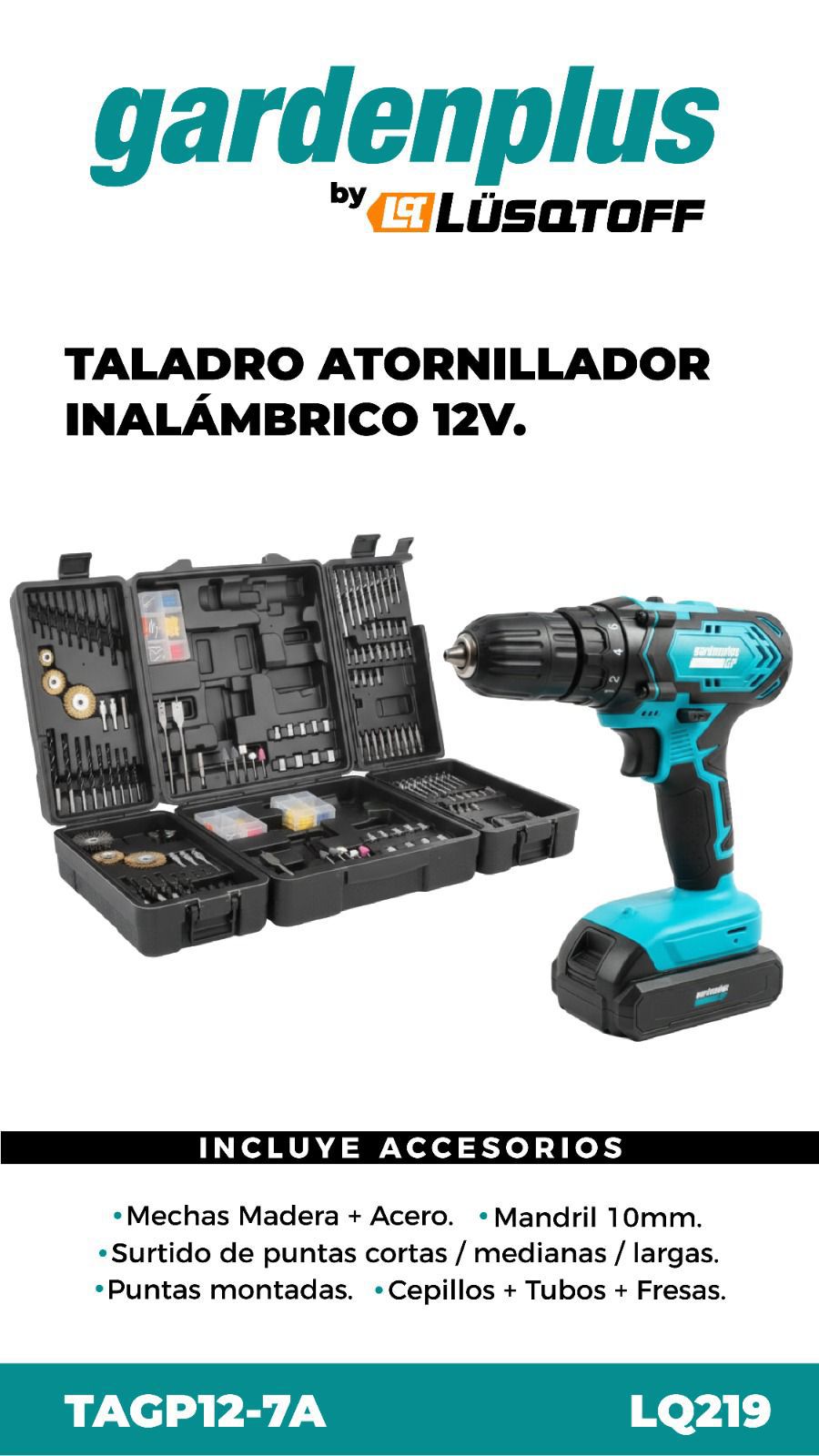 TALADRO ATORNILLADOR GARDEN PLUS