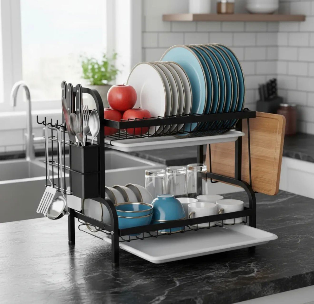 SECAPLATOS 2 NIVELES BANDEJA BLANCA